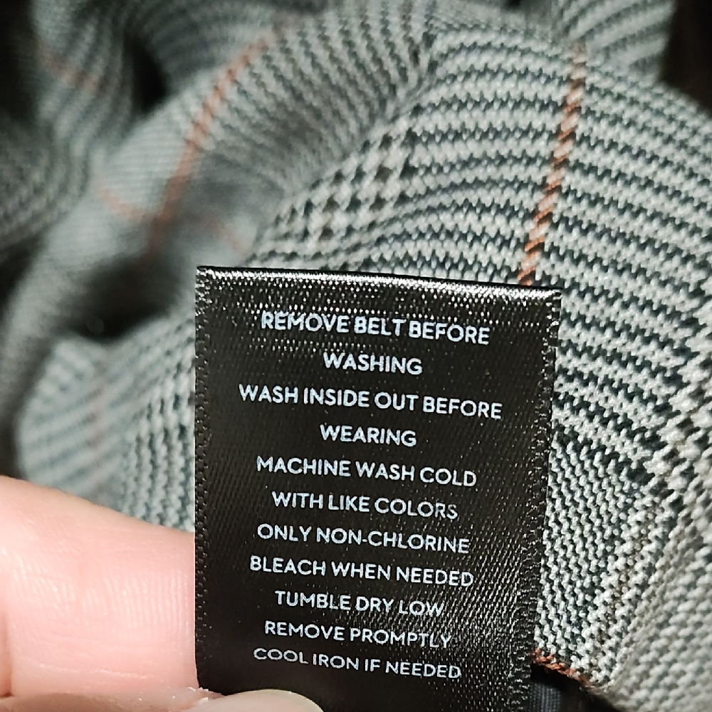 Womens Double-Breasted Trench Coat in Gray with Plaid Side Panels - Picture 12 of 13
